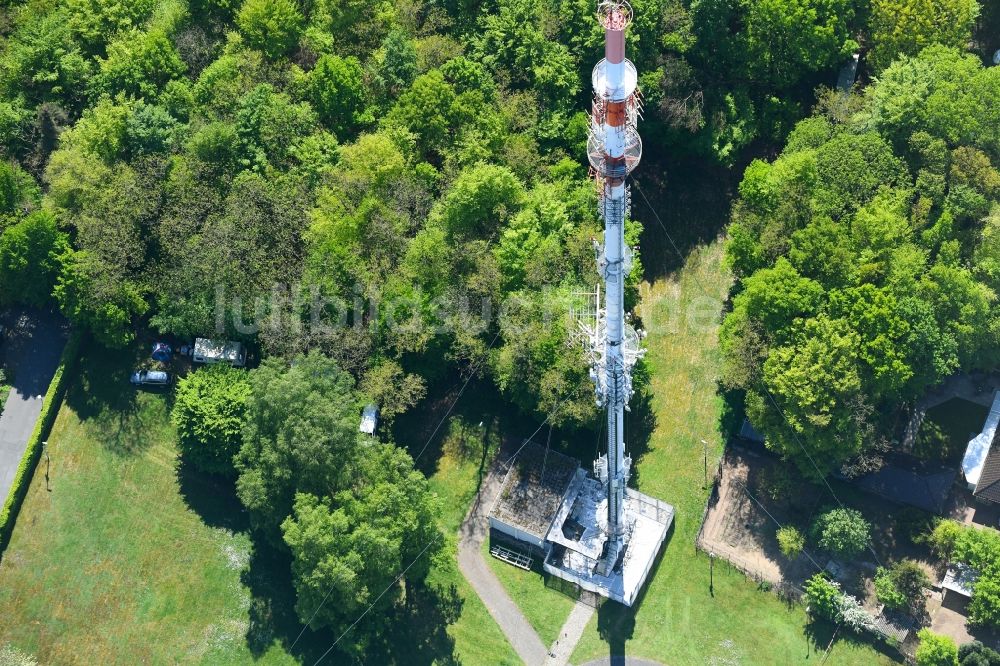 Luftbild Kleve - Stahlmast- Funkturm und Sendeanlage als Grundnetzsender des WDR in Kleve im Bundesland Nordrhein-Westfalen, Deutschland