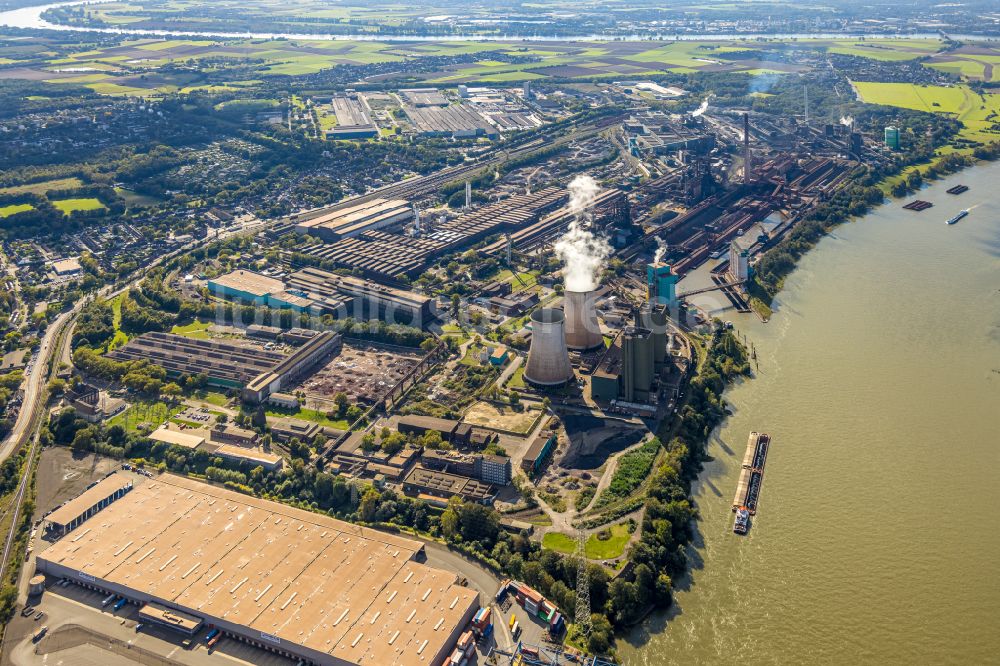 Duisburg von oben - Stahlwerk und Hüttenwerke Krupp Mannesmann GmbH im Ortsteil Hüttenheim in Duisburg im Bundesland Nordrhein-Westfalen, Deutschland