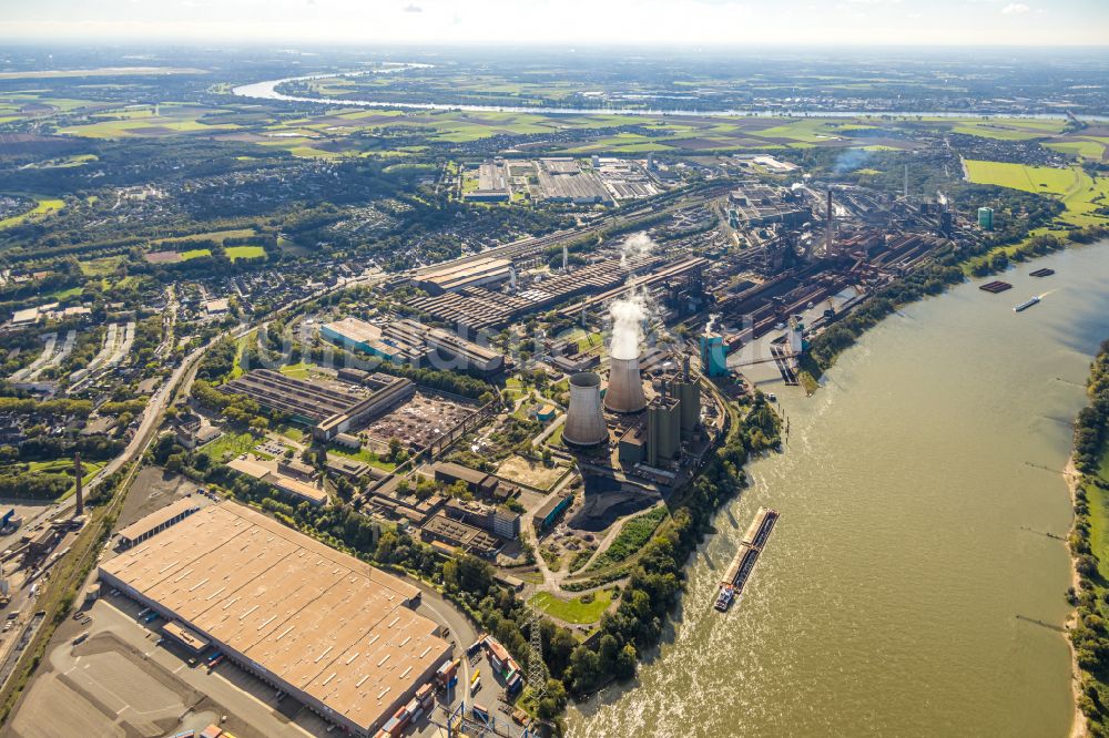 Duisburg aus der Vogelperspektive: Stahlwerk und Hüttenwerke Krupp Mannesmann GmbH im Ortsteil Hüttenheim in Duisburg im Bundesland Nordrhein-Westfalen, Deutschland