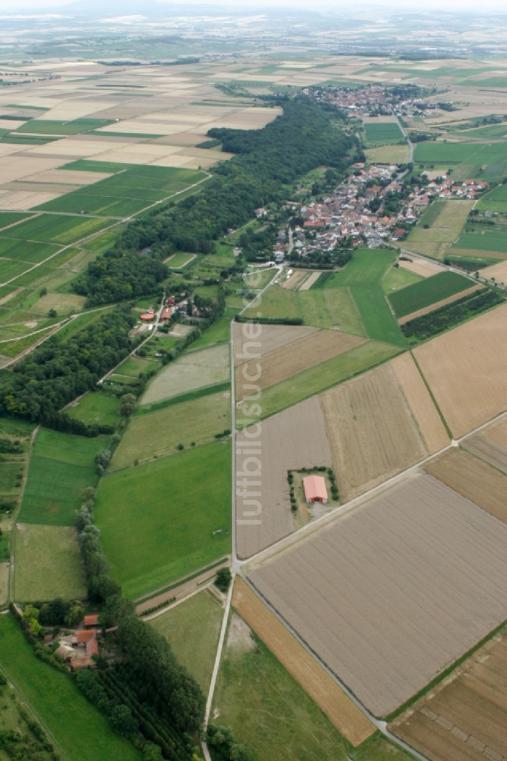 Luftbild Nieder-Hilbersheim - Stall mit Feld- und Acker- Landschaft in Nieder-Hilbersheim im Bundesland Rheinland-Pfalz