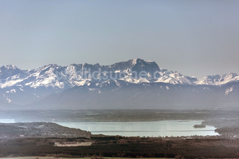 Luftbild Starnberger See - Starnberger See vor den Alpen in Starnberger See im Bundesland Bayern