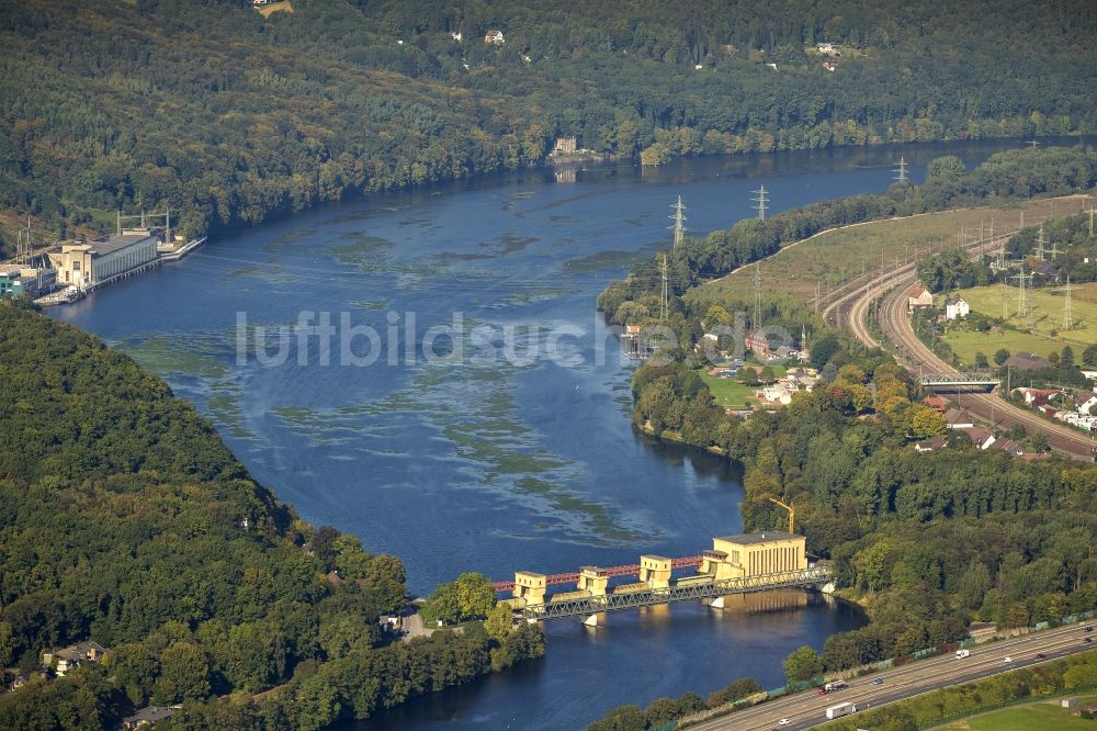 Luftbild Hagen - Stauanlage an der Ruhr bei Hagen im Ruhrgebiet in Nordrhein-Westfalen