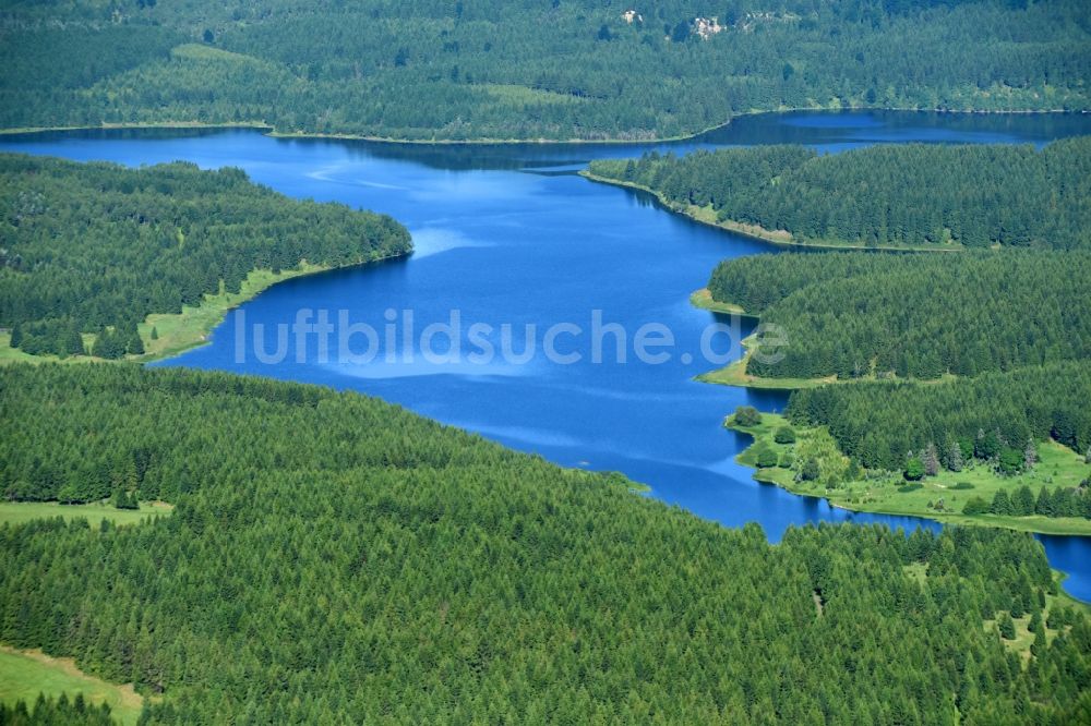 Luftbild Cesky Jiretin - Georgendorf - Staubecken und Stausee in Cesky Jiretin - Georgendorf in Most, Tschechien