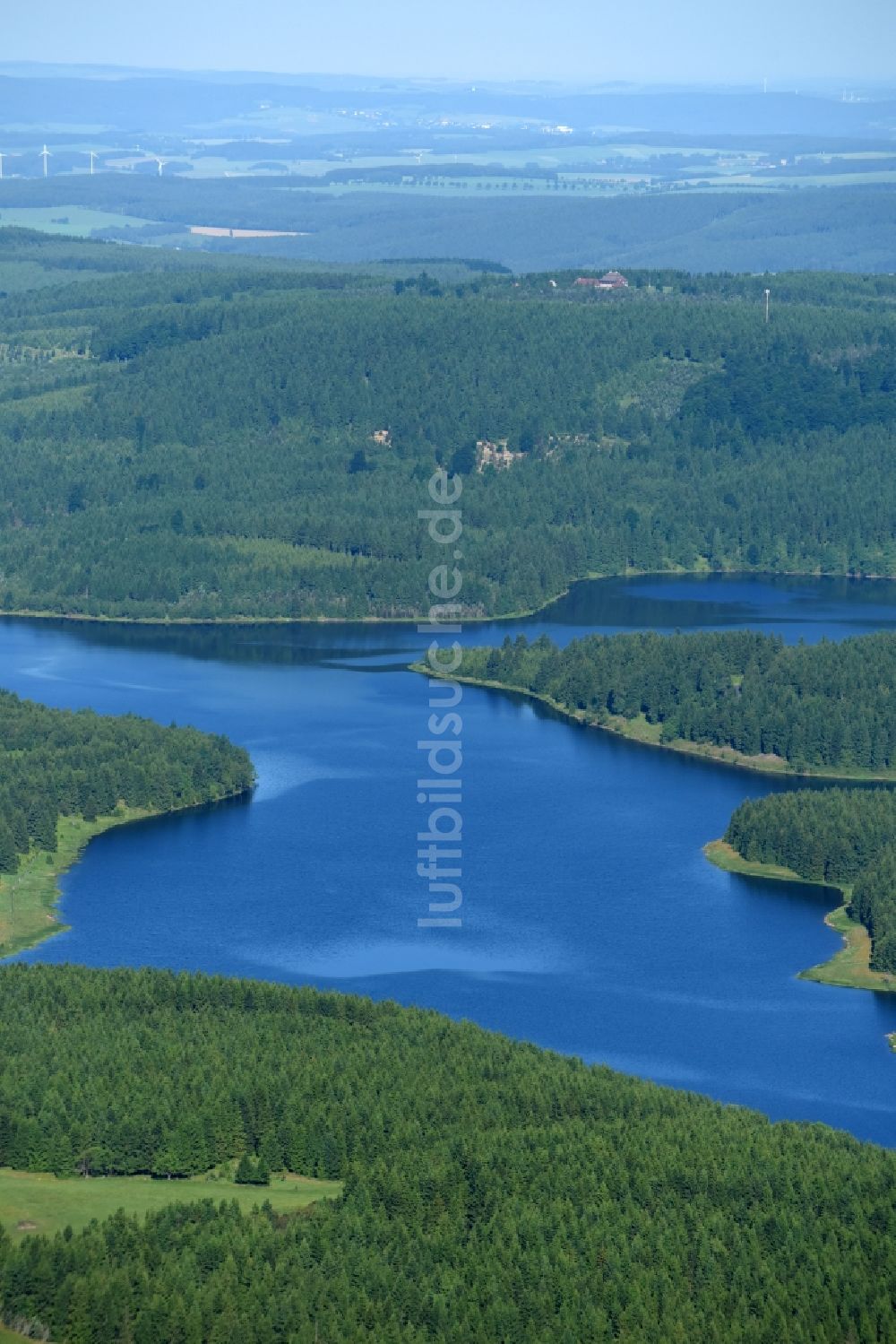 Cesky Jiretin - Georgendorf aus der Vogelperspektive: Staubecken und Stausee in Cesky Jiretin - Georgendorf in Most, Tschechien