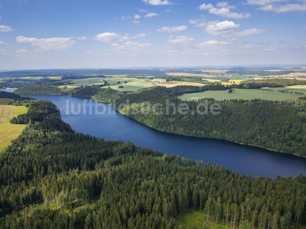 Klingenberg aus der Vogelperspektive: Staubecken und Stausee in Klingenberg im Bundesland Sachsen, Deutschland