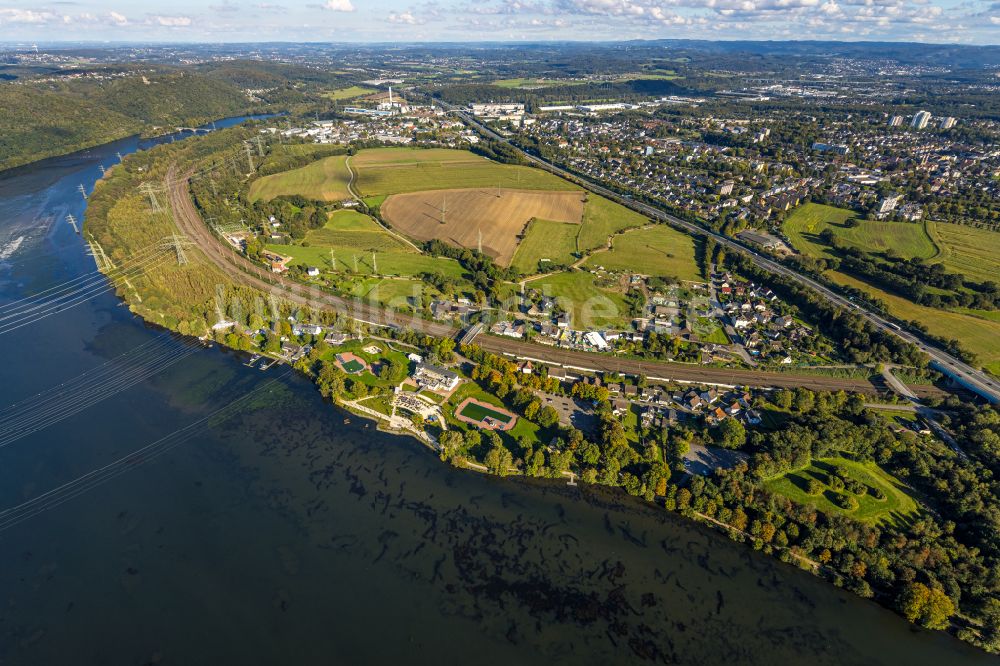 Luftaufnahme Herdecke - Staubecken und Stausee im Ortsteil Ahlenberg in Herdecke im Bundesland Nordrhein-Westfalen, Deutschland