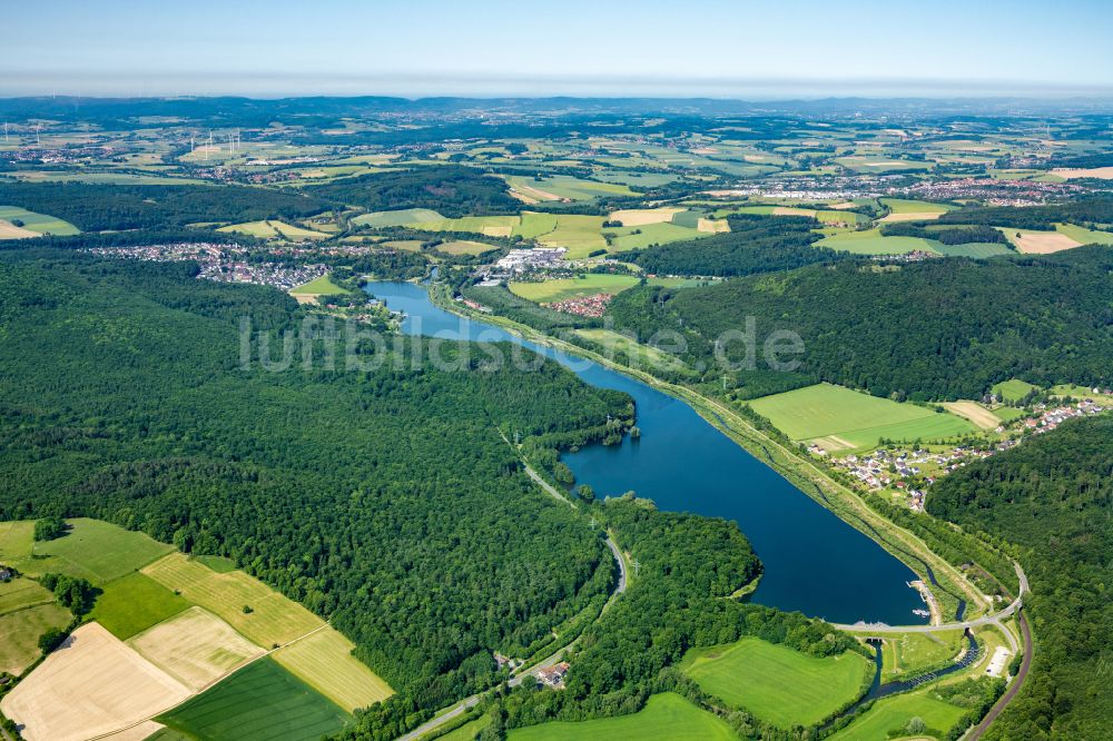 Luftbild Schieder-Schwalenberg - Staubecken und Stausee in Schieder-Schwalenberg im Bundesland Nordrhein-Westfalen, Deutschland