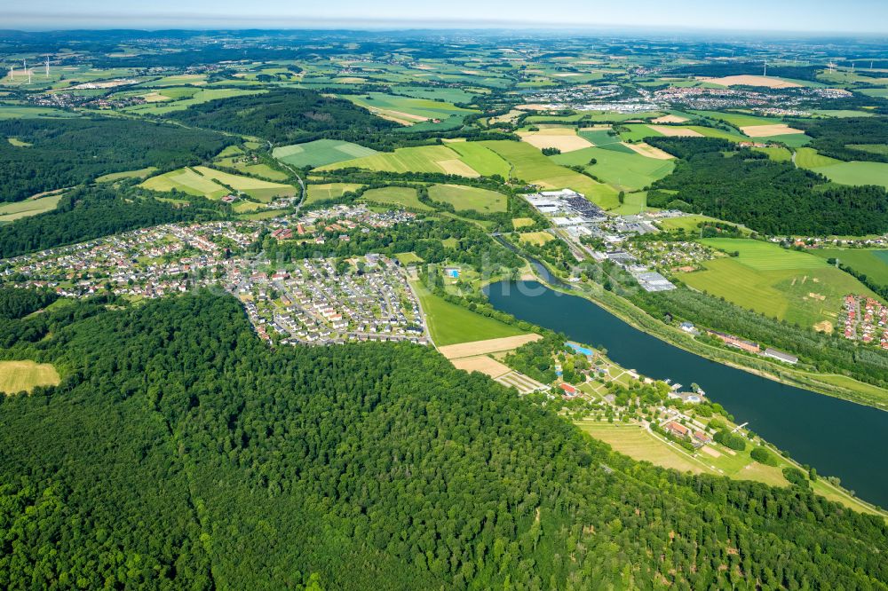 Luftaufnahme Schieder-Schwalenberg - Staubecken und Stausee in Schieder-Schwalenberg im Bundesland Nordrhein-Westfalen, Deutschland