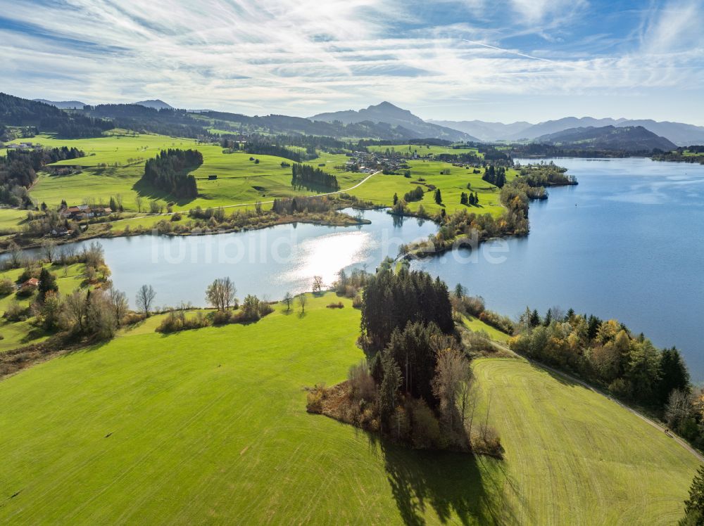 Sulzberg aus der Vogelperspektive: Staubecken und Stausee in Sulzberg im Bundesland Bayern, Deutschland