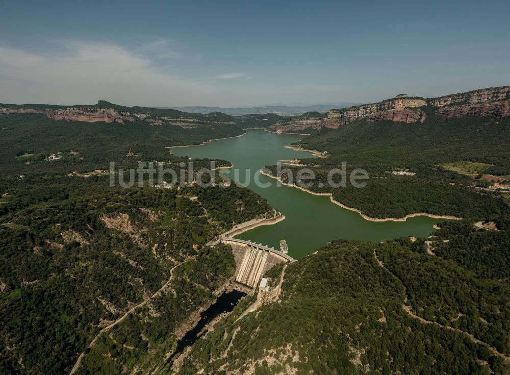 Vilanova de Sau aus der Vogelperspektive: Stausee Panta de Sau bei Vilanova de Sau in der Provinz Barcelona in Spanien