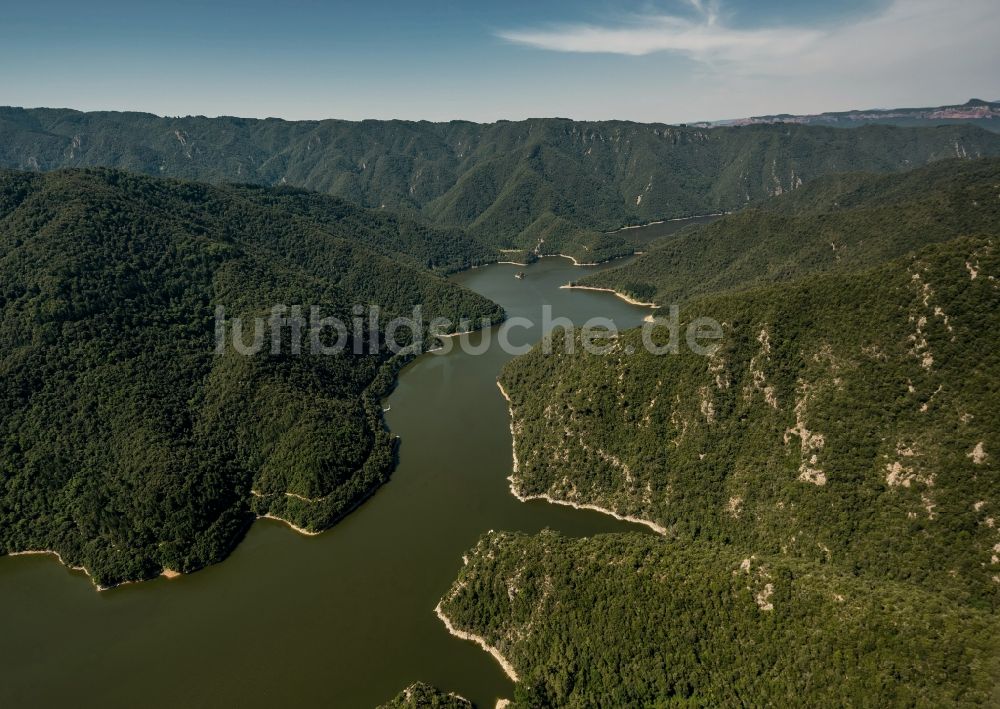 Luftaufnahme Osor - Stausee Panta de Susqueda bei Osor in der Provinz Girona in Spanien