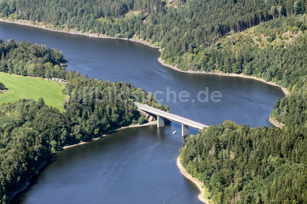 Gräfenwarth aus der Vogelperspektive: Stausee Talsperre Bleilochstausee in Gräfenwarth im Bundesland Thüringen, Deutschland