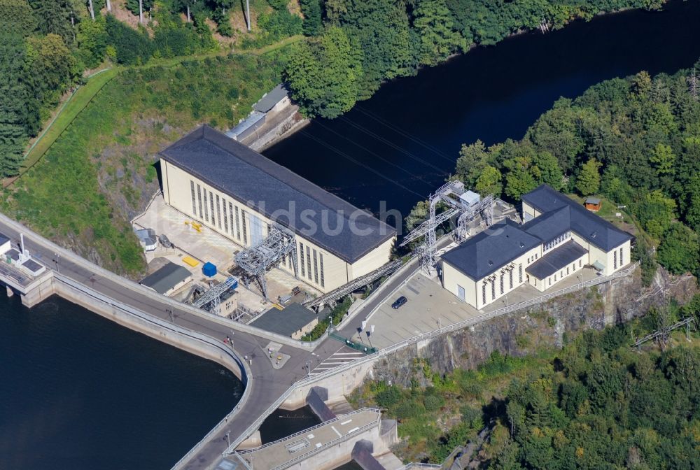 Gräfenwarth aus der Vogelperspektive: Stausee Talsperre Bleilochstausee in Gräfenwarth im Bundesland Thüringen, Deutschland