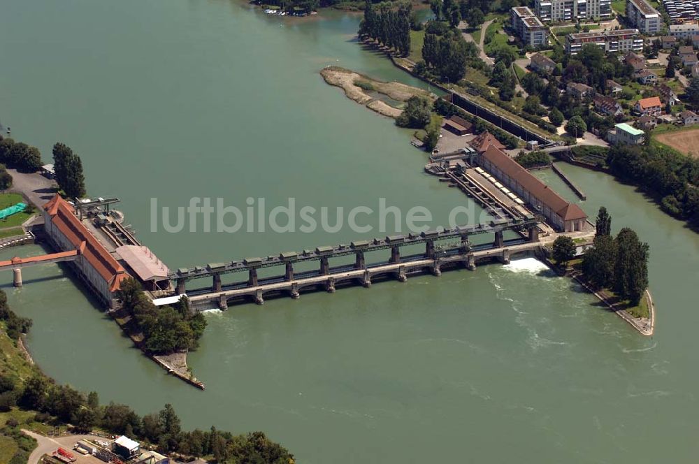 Basel von oben - Staustufe Augst am Rhein