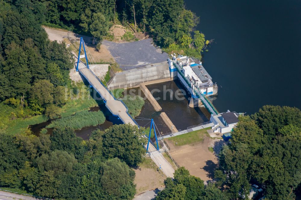 Haltern am See aus der Vogelperspektive: Stauwehr in Haltern am See im Bundesland Nordrhein-Westfalen, Deutschland