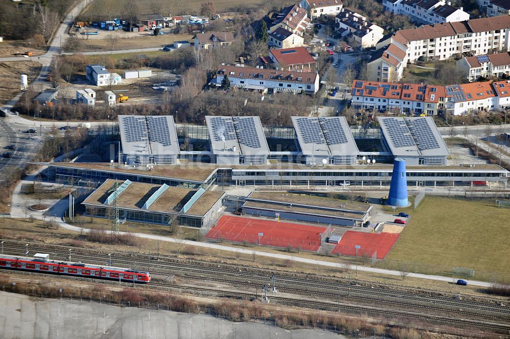 München aus der Vogelperspektive: Städtische Berufsschule für elektrische Anlagen und Gebäudetechnik in München im Bundesland Bayern