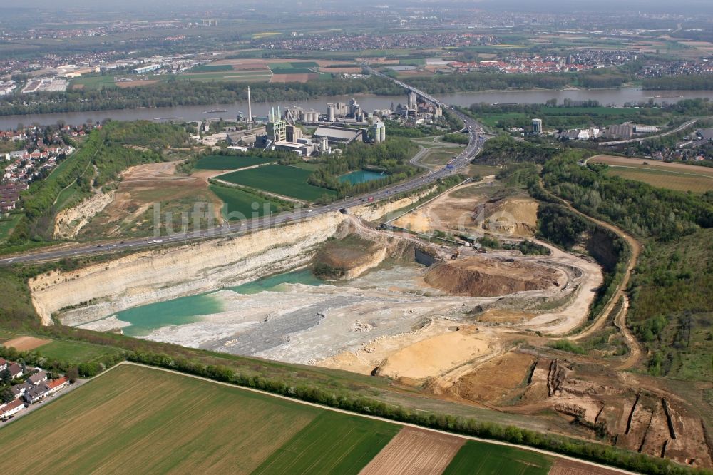 Mainz aus der Vogelperspektive: Steinbruch in Mainz-Wiesenau im Bundesland Rheinland-Pfalz