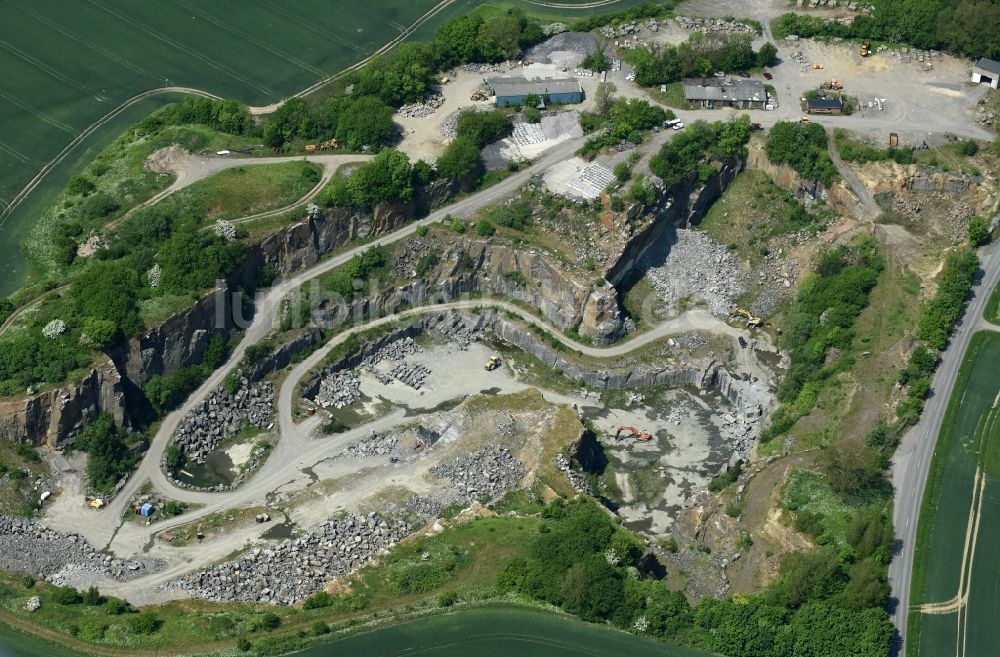 Luftaufnahme Ronne - Insel Bornholm - Steinbruch zum Abbau von Granit in Ronne - Insel Bornholm in Region Hovedstaden, Dänemark