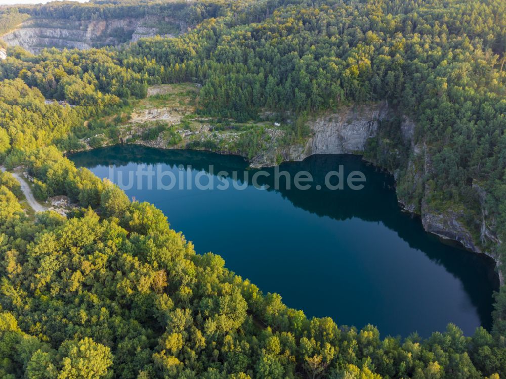 Luftaufnahme Demitz-Thumitz - Steinbruch zum Abbau von Granodiorit in Demitz-Thumitz im Bundesland Sachsen, Deutschland