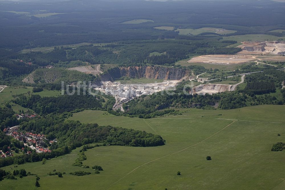 Luftaufnahme Elbingerode (Harz) - Steinbruch zum Abbau von Kalk in Elbingerode (Harz) im Bundesland Sachsen-Anhalt, Deutschland