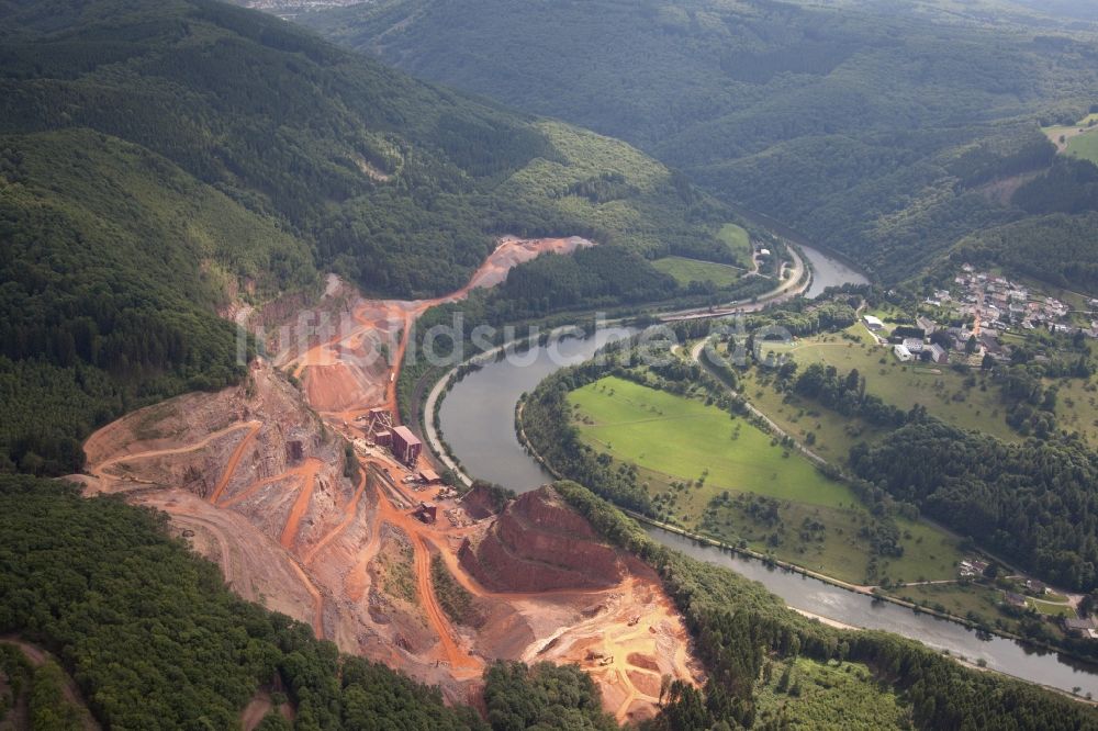 Luftaufnahme Taben-Rodt - Steinbruch zum Abbau von Quarzit in Taben-Rodt im Bundesland Rheinland-Pfalz, Deutschland