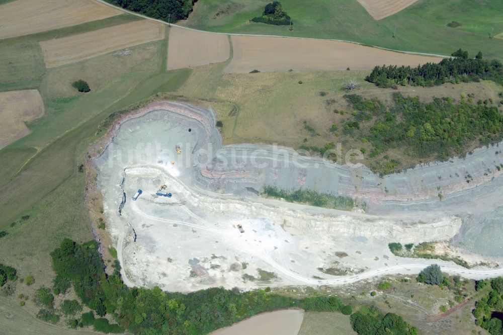 Luftbild Vellberg - Steinbruch zum Abbau von Schiefer in Vellberg im Bundesland Baden-Württemberg