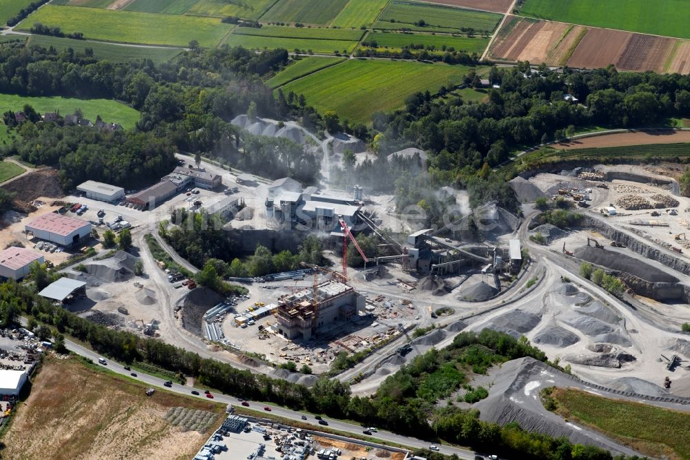 Luftbild Talheim - Steinbruch zum Abbau von Schotter und Schlitte mit Blick auf die Baustelle zum Neubau eines neuen Schotterwerks in Talheim im Bundesland Baden-Württemberg, Deutschland