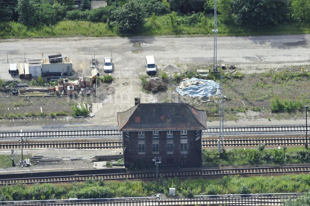 Luftaufnahme Bernau - Stellhaus des Bahnhofs der Stadt Bernau ebi Berlin