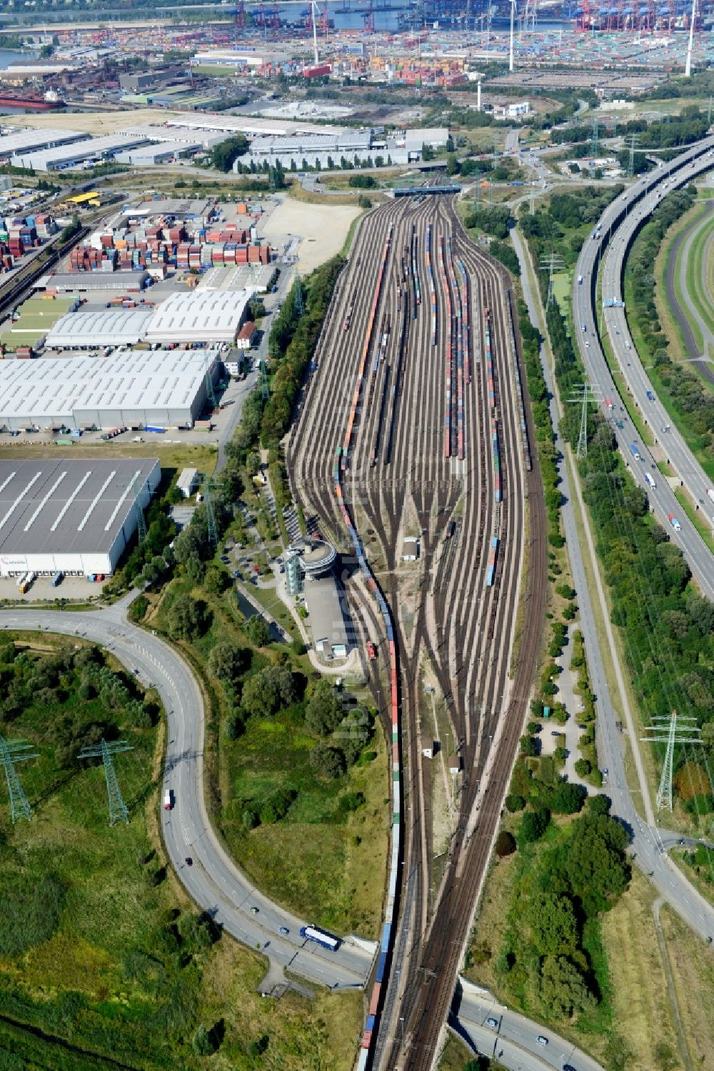 Luftaufnahme Hamburg - Stellwerk Alte Süderelbe in Hamburg-Altenwerder