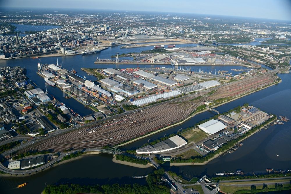 Luftaufnahme Hamburg - Stellwerk Rangierbahnhof Hafenbahnhof Hamburg-Süd in Hamburg-Mitte / Kleiner Grasbrook