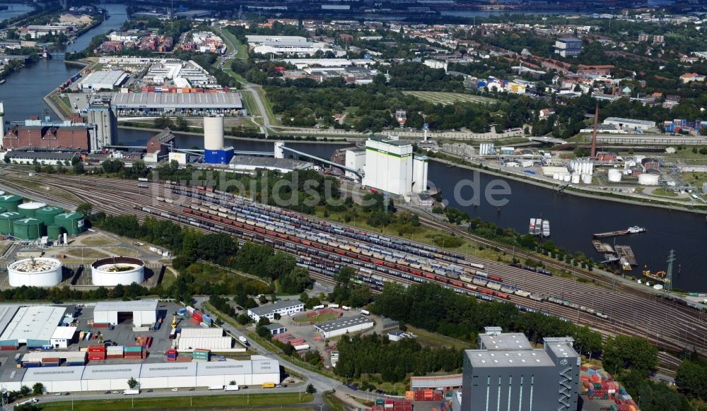 Hamburg von oben - Stellwerk Rangierbahnhof Hohe Schaar in Hamburg-Mitte / Wilhelmsburg