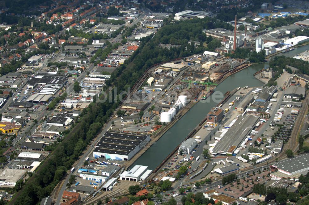 Osnabrück von oben - Stichkanal mit Hafenanlage in Osnabrück