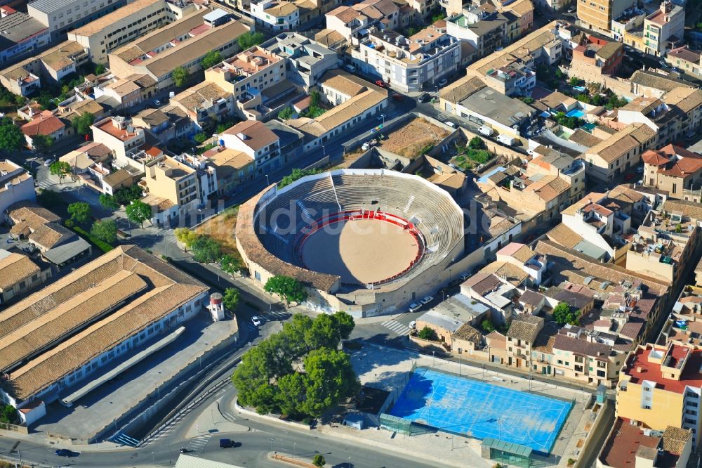 Luftbild Inca - Stierkampfarena in Inca auf der balearischen Mittelmeerinsel Mallorca, Spanien