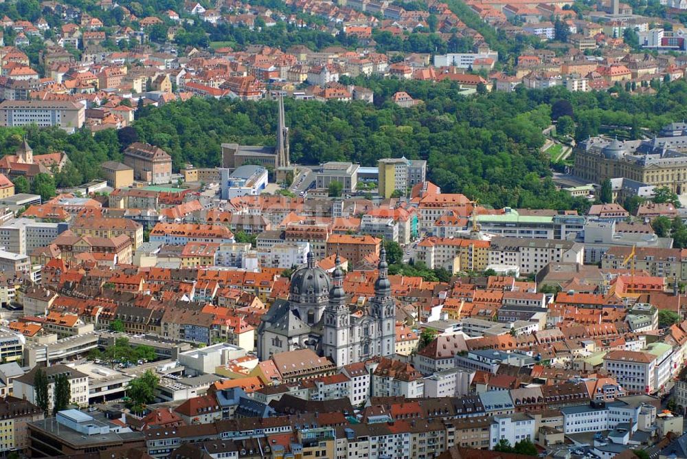 Würzburg von oben - Stiftskirche Haug St. Johannes