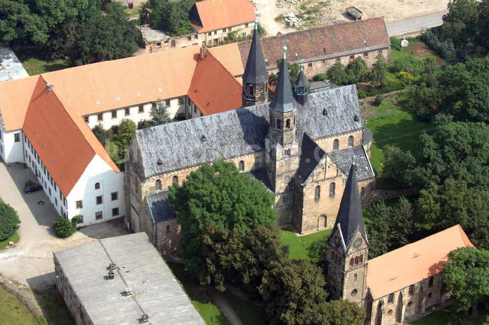 Hamersleben von oben - Stiftskirche St. Pankratius Hamersleben