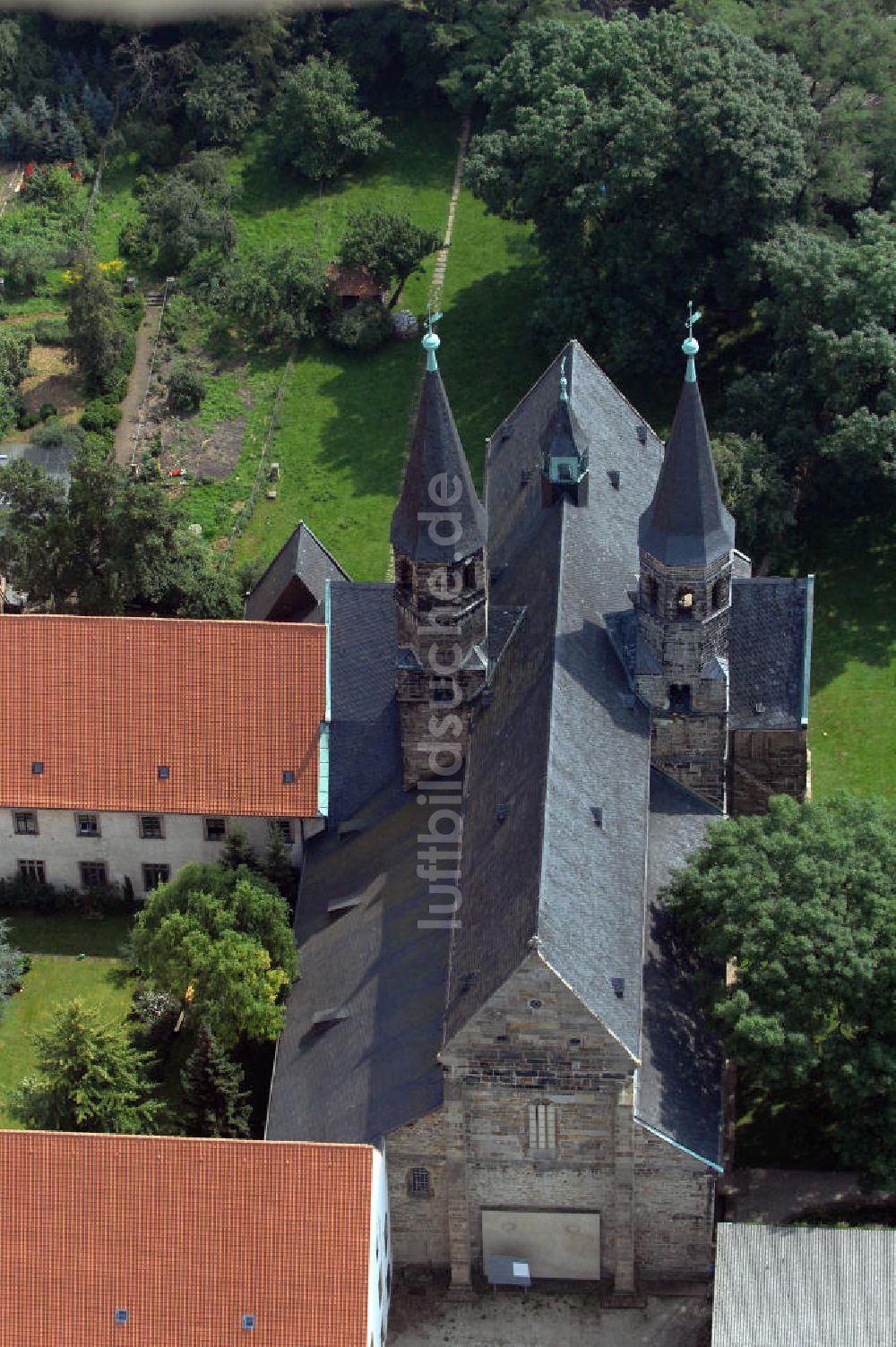 Hamersleben von oben - Stiftskirche St. Pankratius Hamersleben