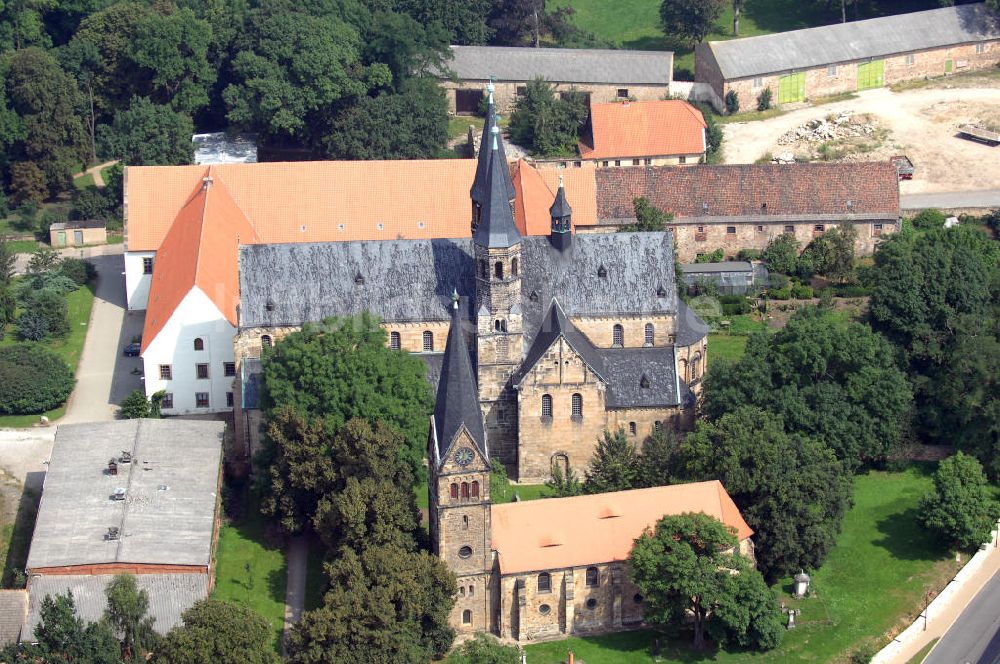 Hamersleben von oben - Stiftskirche St. Pankratius Hamersleben