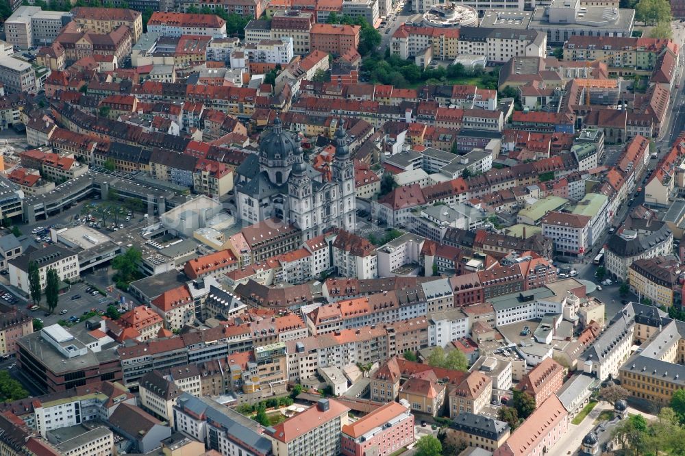 Luftbild Würzburg - Stiftskirche in Würzburg im Bundesland Bayern