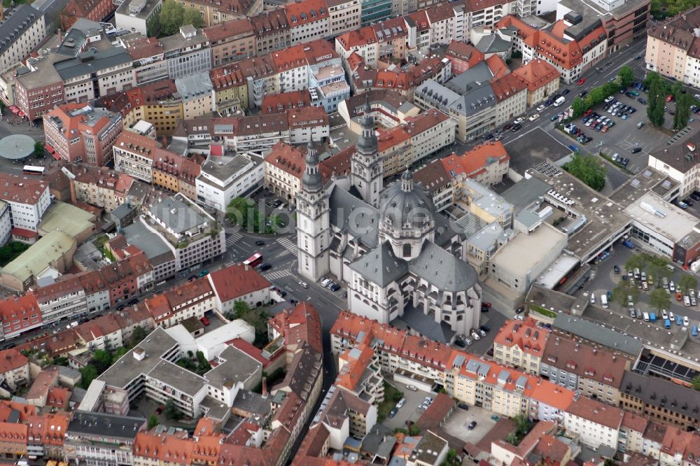 Luftaufnahme Würzburg - Stiftskirche in Würzburg im Bundesland Bayern