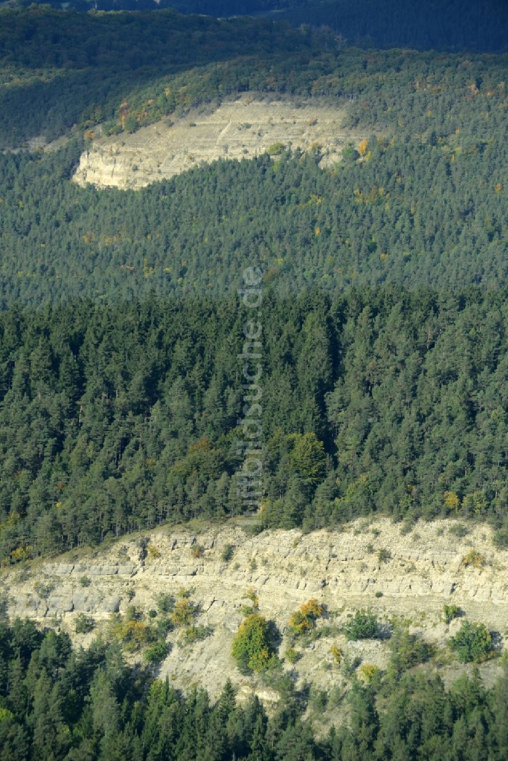 Luftbild Wipfratal - Stillgelegter renaturierter Steinbruch am Bergmassiv Ziegenried in Wipfratal im Bundesland Thüringen