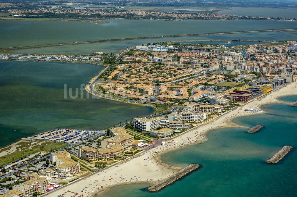 Palavas-les-Flots aus der Vogelperspektive: Strand in Palavas-les-Flots in Frankreich