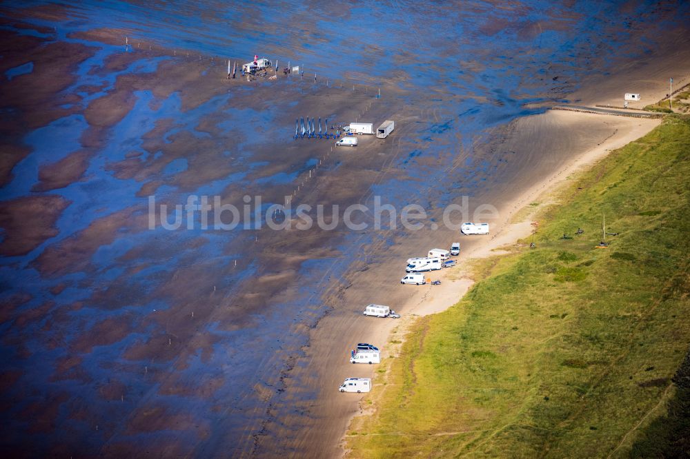 Röm von oben - Strandsegler auf dem Strand auf der Dänische Insel Römö in Dänemark