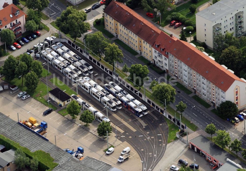 Luftaufnahme Jena - Straßenbahn betriebshof Clara-Zetkin-Straße in Jena im Bundesland Thüringen