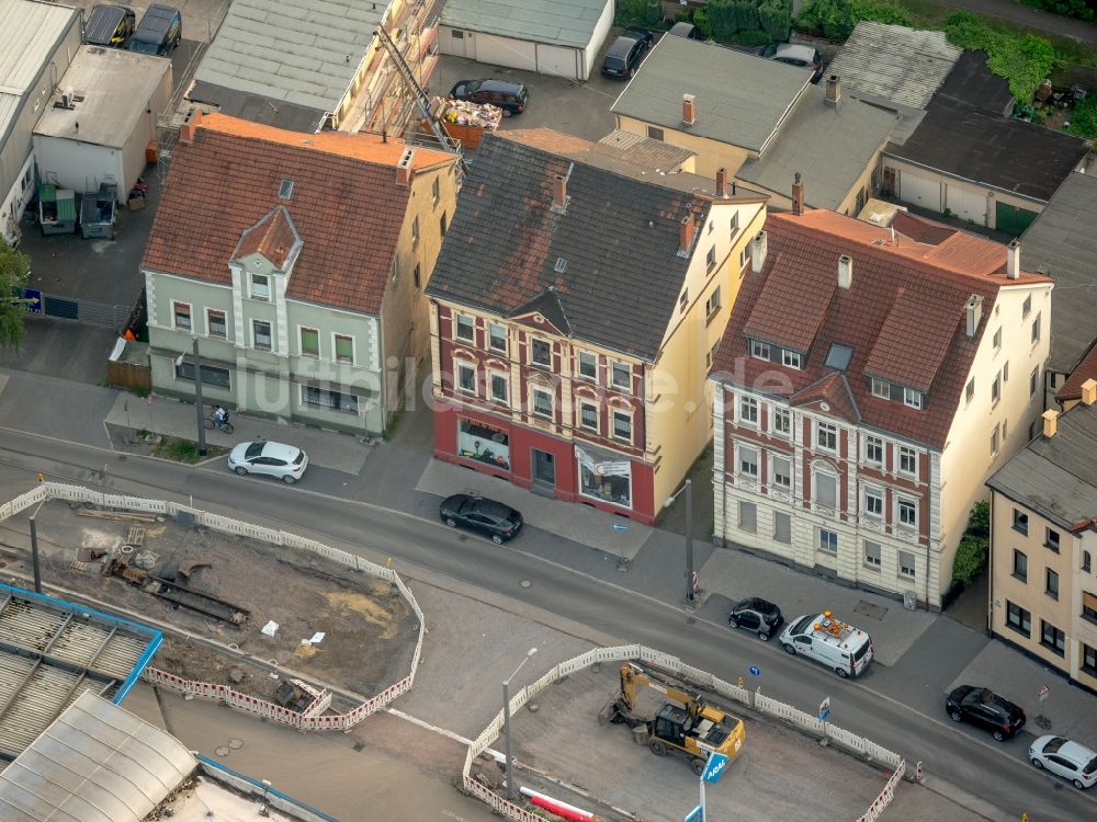 Luftbild Bochum - Straßenbahnbau der Linie 310 und Erneuerung von Versorgungsleitungen in der Hauptstraße B235 in Bochum im Bundesland Nordrhein-Westfalen