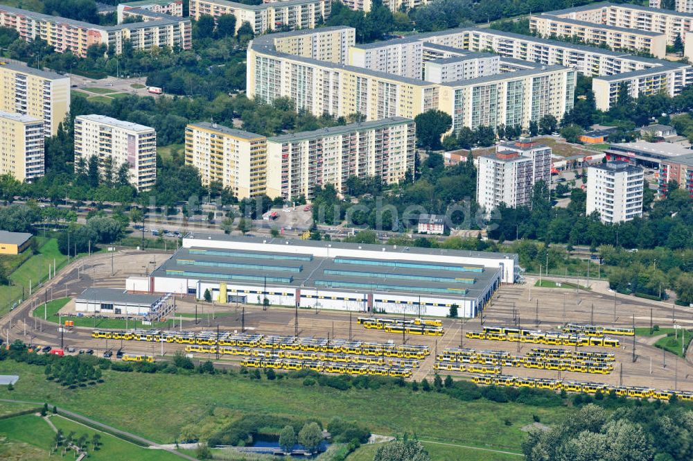 Berlin von oben - Straßenbahnbetriebshof in Berlin-Marzahn