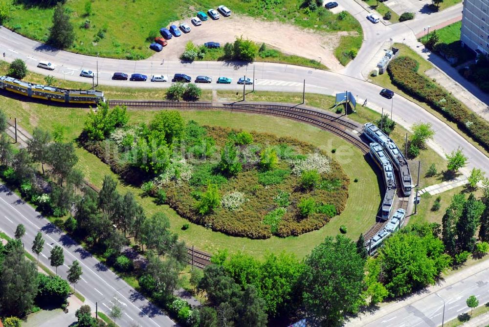 Luftbild Magdeburg - Straßenbahnschleife an der Birkenallee in Madgeburg-Olvenstedt