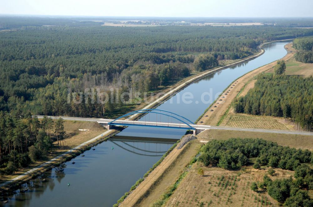 Luftbild Wusterwitz - Straßenbrücke L96 über den Elbe-Havel-Kanal bei Wusterwitz