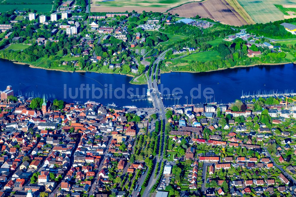 Luftaufnahme Kappeln - Straßenbrücke über die Schlei in Kappeln im Bundesland Schleswig-Holstein, Deutschland