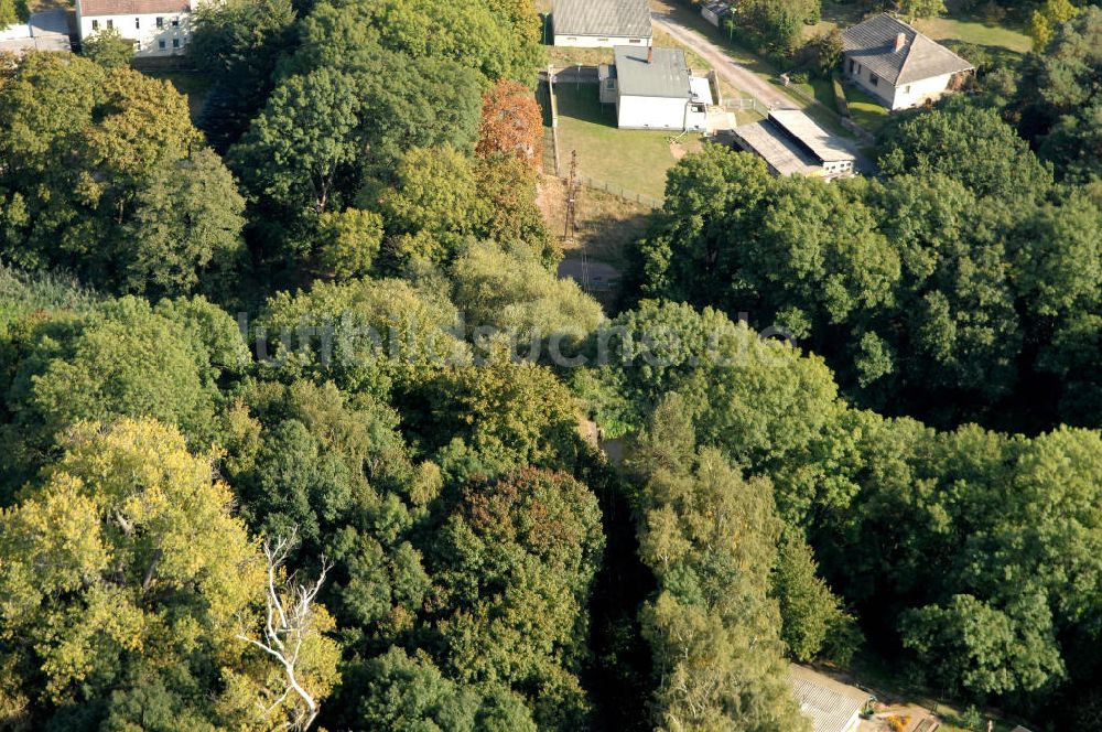 Zerben aus der Vogelperspektive: Straßenbrücke über den Zerbener Altarm