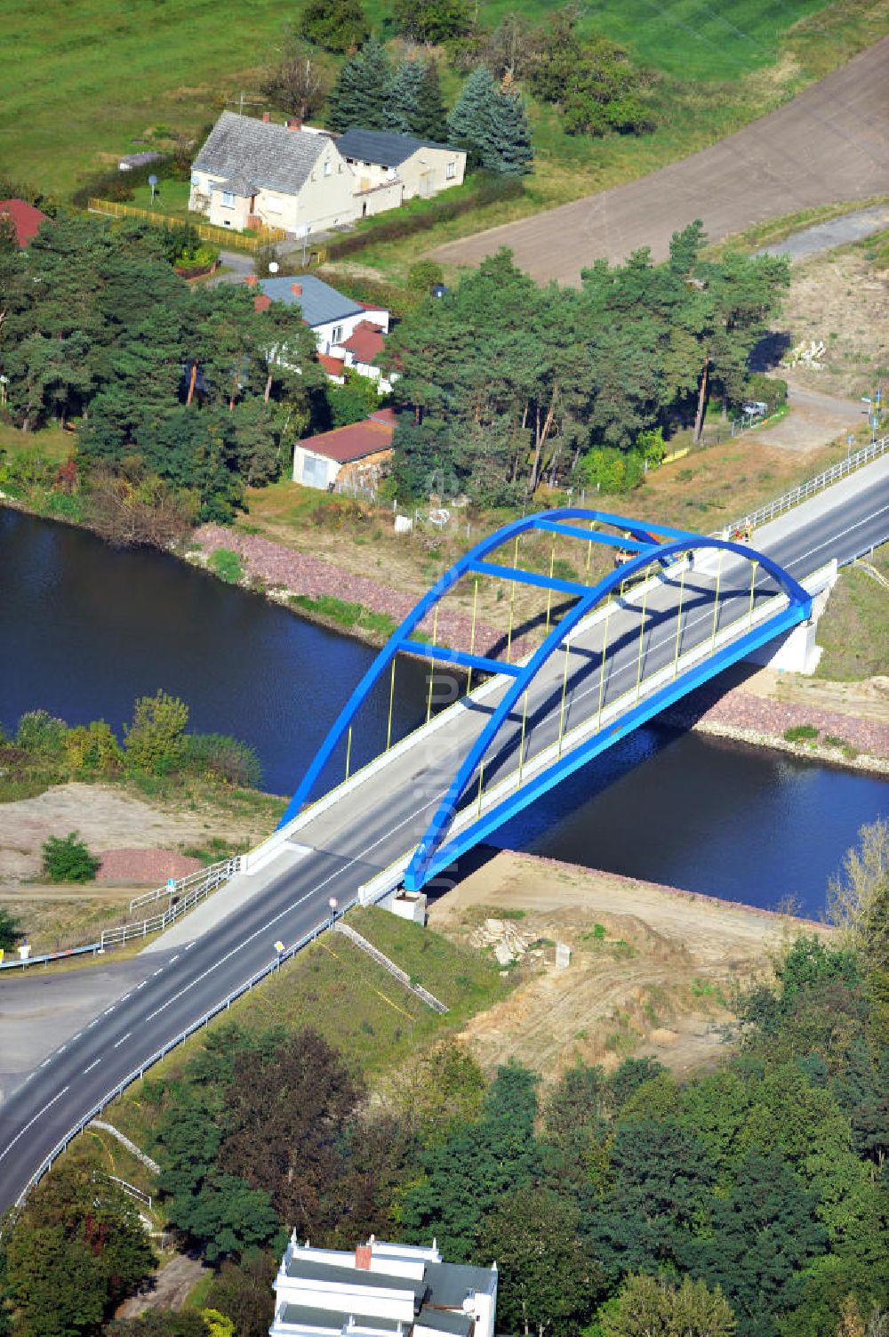 Luftaufnahme Wusterwitz - Straßenbrücke Wusterwitz